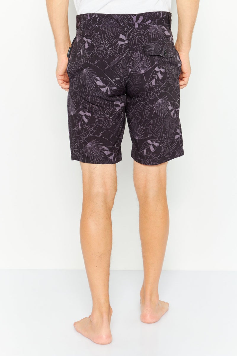 Men Allover Print Board Shorts, Black Combo