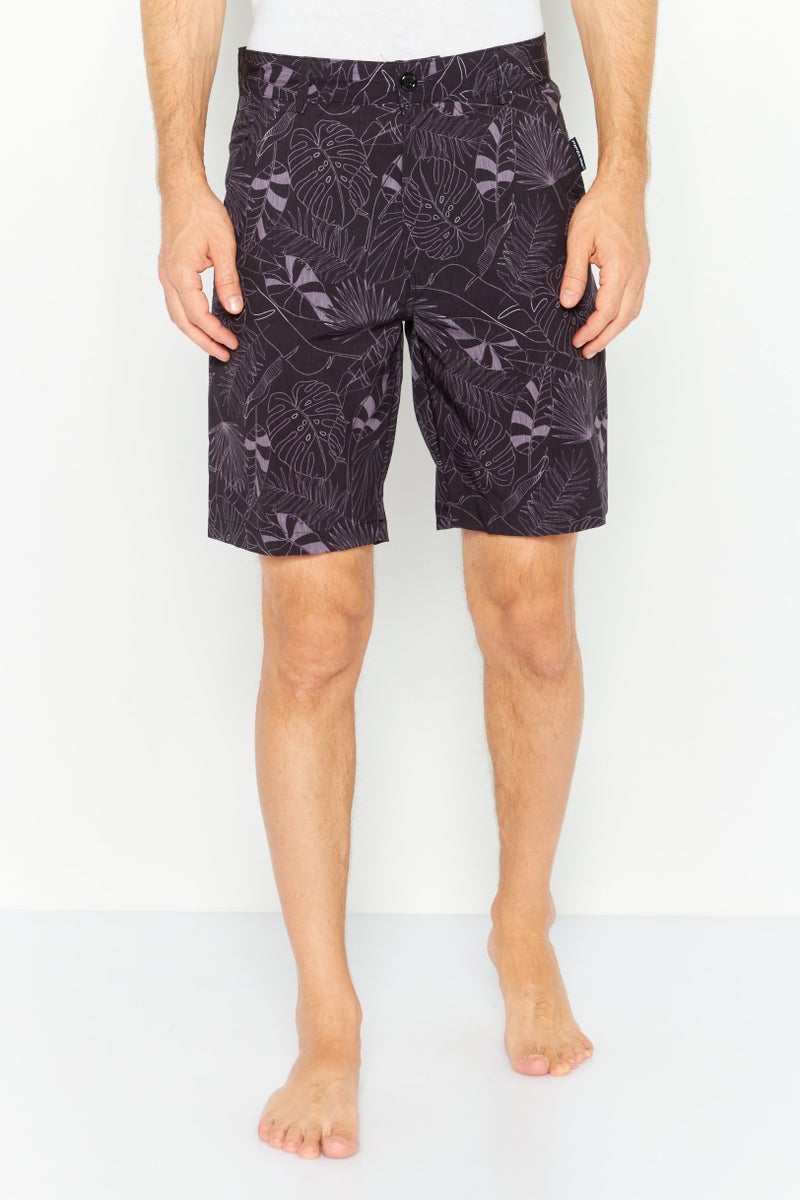 Men Allover Print Board Shorts, Black Combo