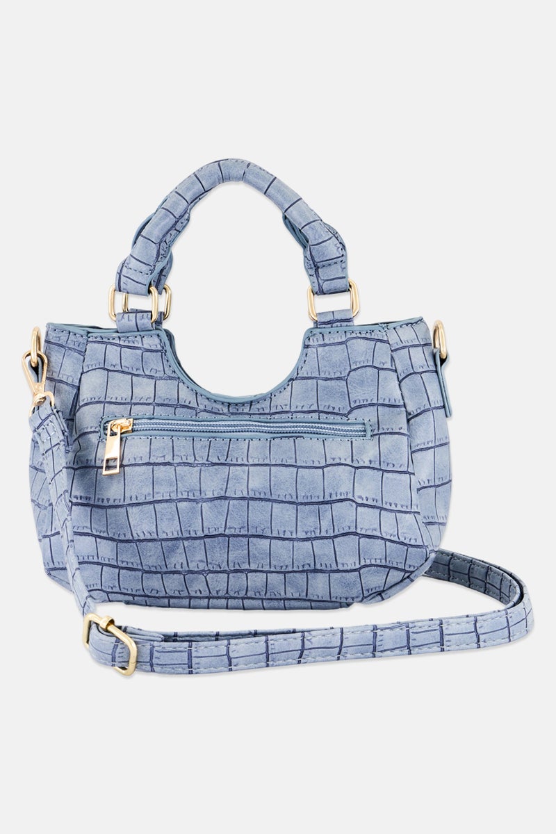 Women Cross Body Crocodile Skin Hand Bag 15 H x 20 L 11 W cm, Grey