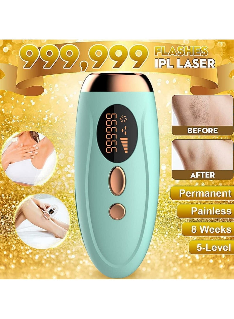 Laser Epilator, IPL Permanent Laser Epilator 999999 Flash Painless Hair Removal with LCD Screen, Electric Epilator Pulsed Light Device Home Use for Women and Men, (White)