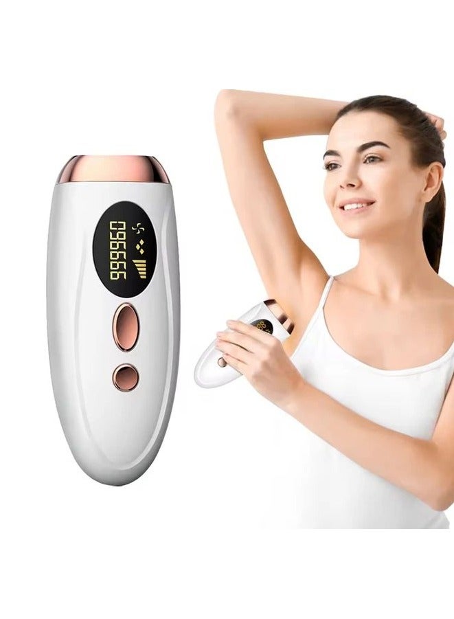 Laser Epilator, IPL Permanent Laser Epilator 999999 Flash Painless Hair Removal with LCD Screen, Electric Epilator Pulsed Light Device Home Use for Women and Men, (White)