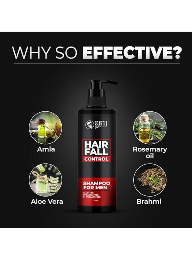 Beardo Hair Fall Control Shampoo For Men, 250 ml | Shampoo For Men With The Goodness Of Amla, Rosemary Oil, Aloe Vera and Brahmi | Strong Hair Shampoo