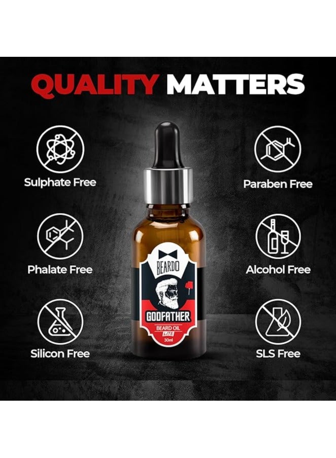 Beardo Godfather Lite Beard and Moustache Oil (30 ml x Pack of 2) | Beard Oil for men | Non-Sticky, Light; Almond Oil, Aloe vera, Vitamin E, Shiny Nourished Beards