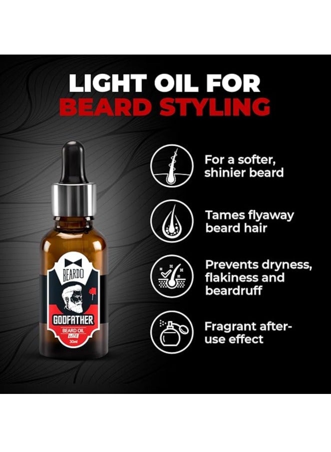 Beardo Godfather Lite Beard and Moustache Oil (30 ml x Pack of 2) | Beard Oil for men | Non-Sticky, Light; Almond Oil, Aloe vera, Vitamin E, Shiny Nourished Beards