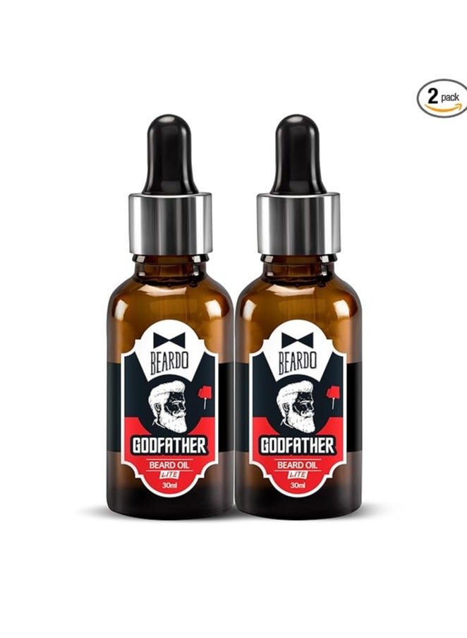 Beardo Godfather Lite Beard and Moustache Oil (30 ml x Pack of 2) | Beard Oil for men | Non-Sticky, Light; Almond Oil, Aloe vera, Vitamin E, Shiny Nourished Beards