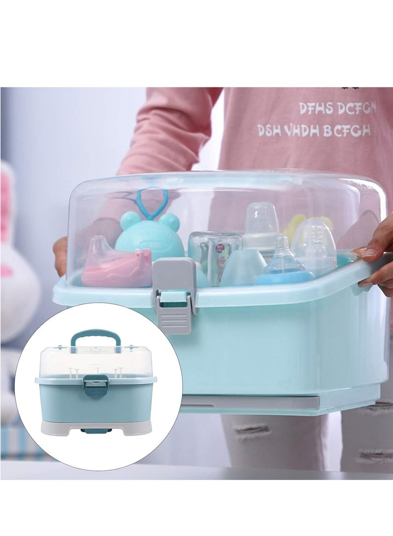 Baby Bottle Drying Rack with Cover Portable Nursing Bottle Storage Box Baby Bottle Holder Dinnerware Organizer