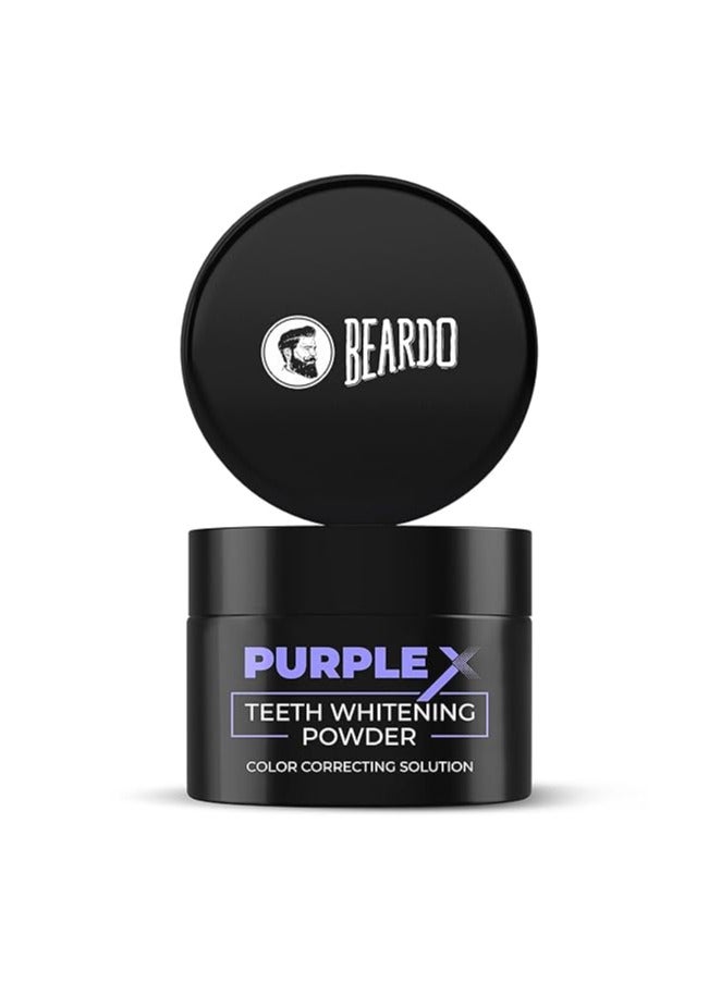 Beardo PurpleX Teeth Whitening Powder, 50g | Stain Removal and Teeth Whitening Solution | Enamel Safe | Prevents Bad Breath | With Papain and Bromelain Enzymes for Stain removal | Peroxide Free