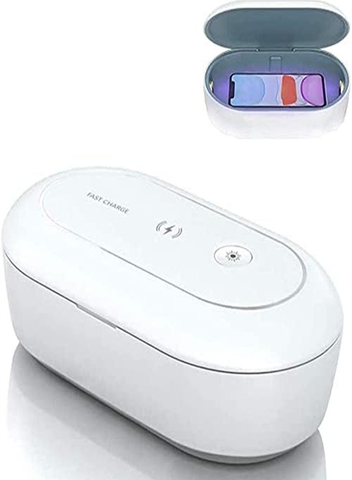 UV sterilizer with wireless charger, cleaning box with aroma diffuser, portable disinfection box for masks, toothbrushes, glasses, headphones, jewelry