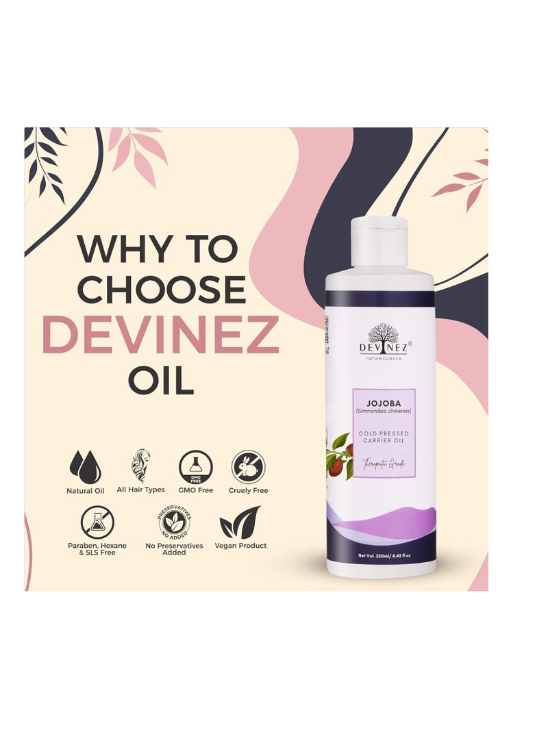 Jojoba Cold Pressed Oil, 250ml with Flip-Top Cap and Hair Applicator, 100% Pure, Natural& Undiluted Virgin Cold Pressed, Unrefined, Exceptional