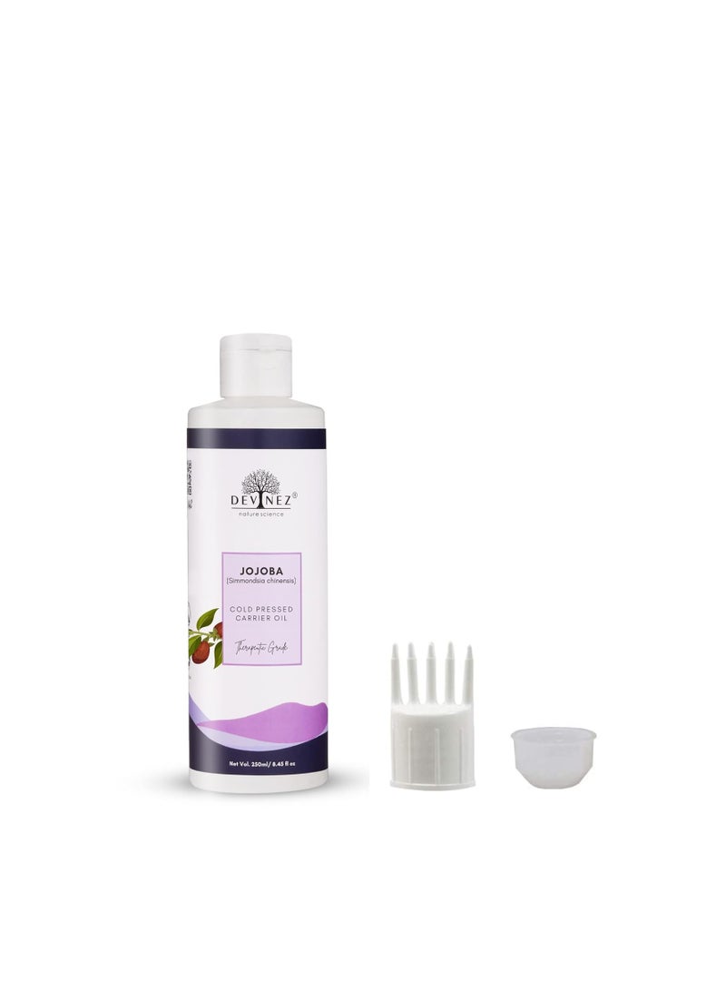 Jojoba Cold Pressed Oil, 250ml with Flip-Top Cap and Hair Applicator, 100% Pure, Natural& Undiluted Virgin Cold Pressed, Unrefined, Exceptional