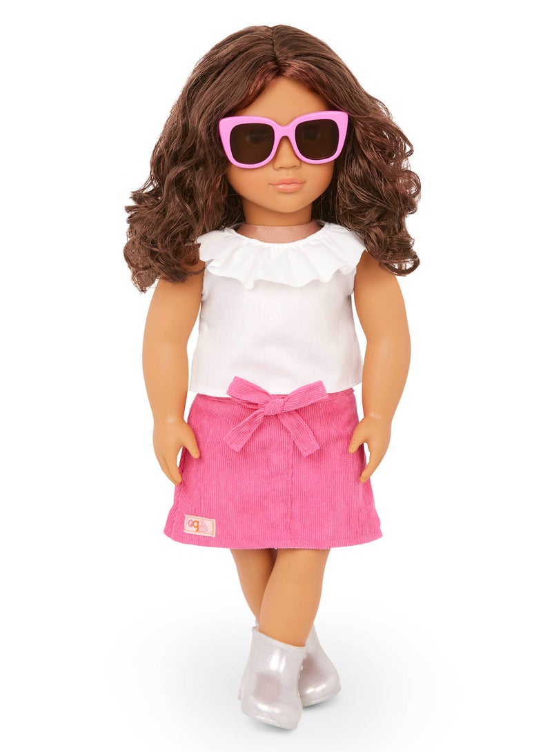 Valentina 18 Inch Fashion Doll Frilly Top & Pink Skirt Outfit Stylish Dress-Up And Creative Play Soft Body With Movable Limbs, Fabric Clothing Age 3 Years And Up