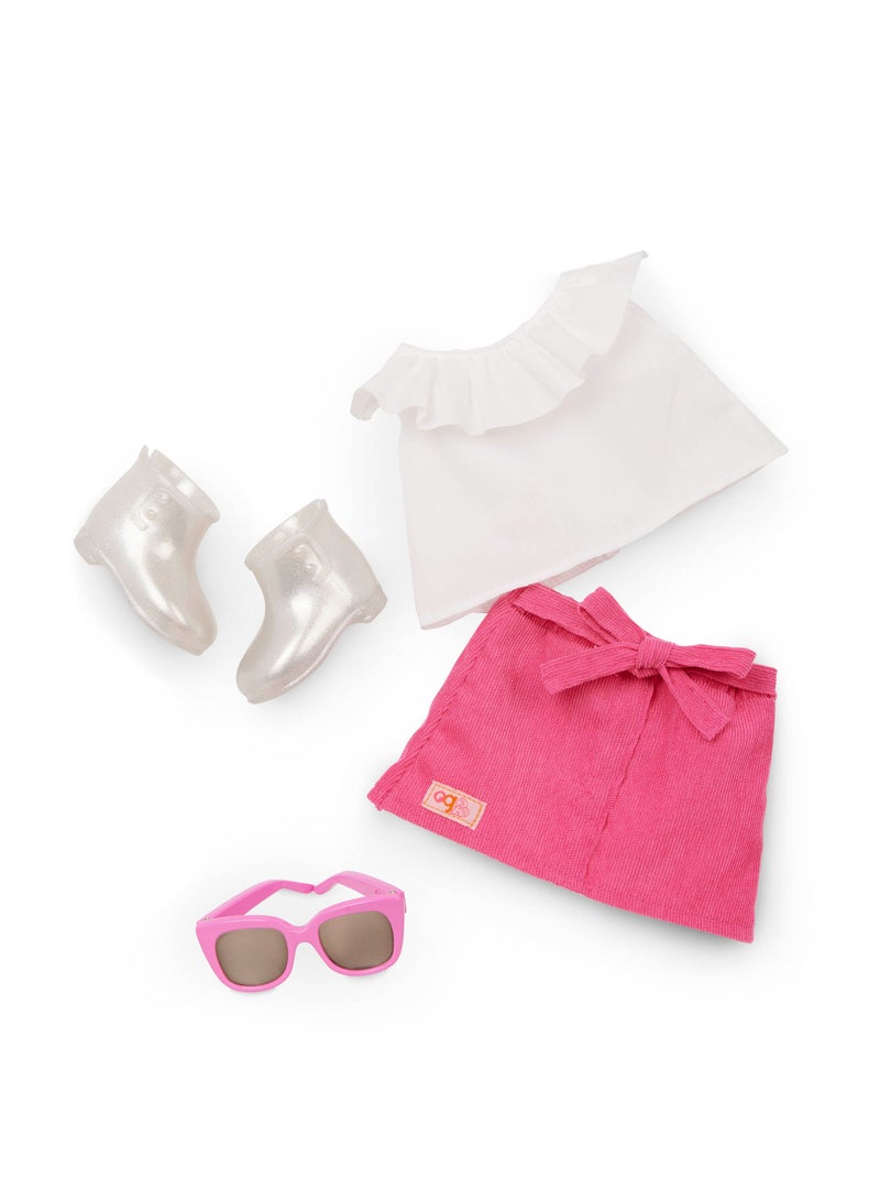 Valentina 18 Inch Fashion Doll Frilly Top & Pink Skirt Outfit Stylish Dress-Up And Creative Play Soft Body With Movable Limbs, Fabric Clothing Age 3 Years And Up