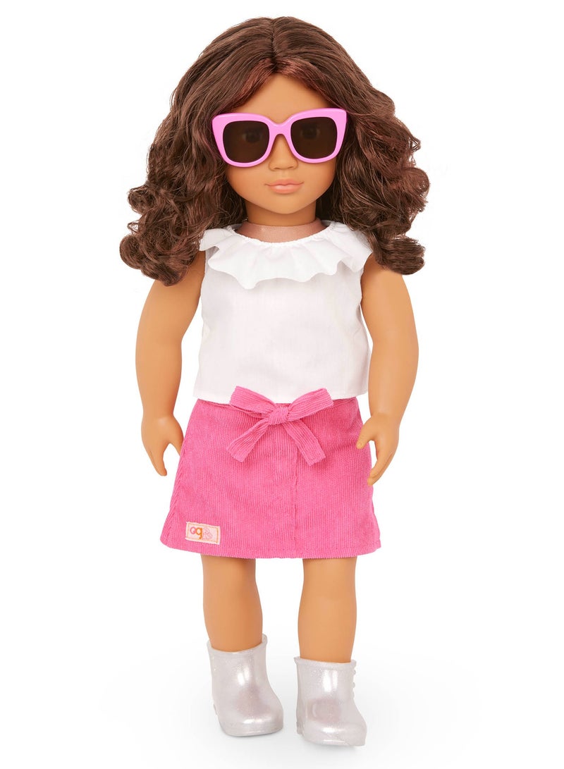 Valentina 18 Inch Fashion Doll Frilly Top & Pink Skirt Outfit Stylish Dress-Up And Creative Play Soft Body With Movable Limbs, Fabric Clothing Age 3 Years And Up