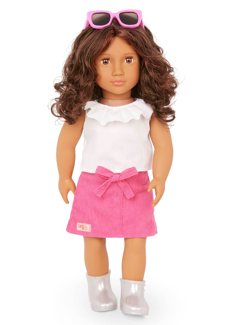 Valentina 18 Inch Fashion Doll Frilly Top & Pink Skirt Outfit Stylish Dress-Up And Creative Play Soft Body With Movable Limbs, Fabric Clothing Age 3 Years And Up