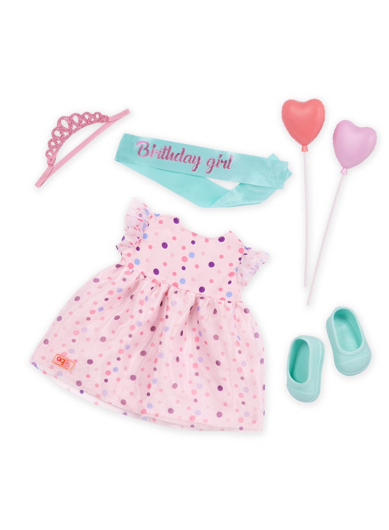 Esme 18-Inch Fashion Doll Birthday Celebration Fun And Interactive Dress-Up Soft Body With Movable Limbs, Fabric Clothing Age 3 Years And Up