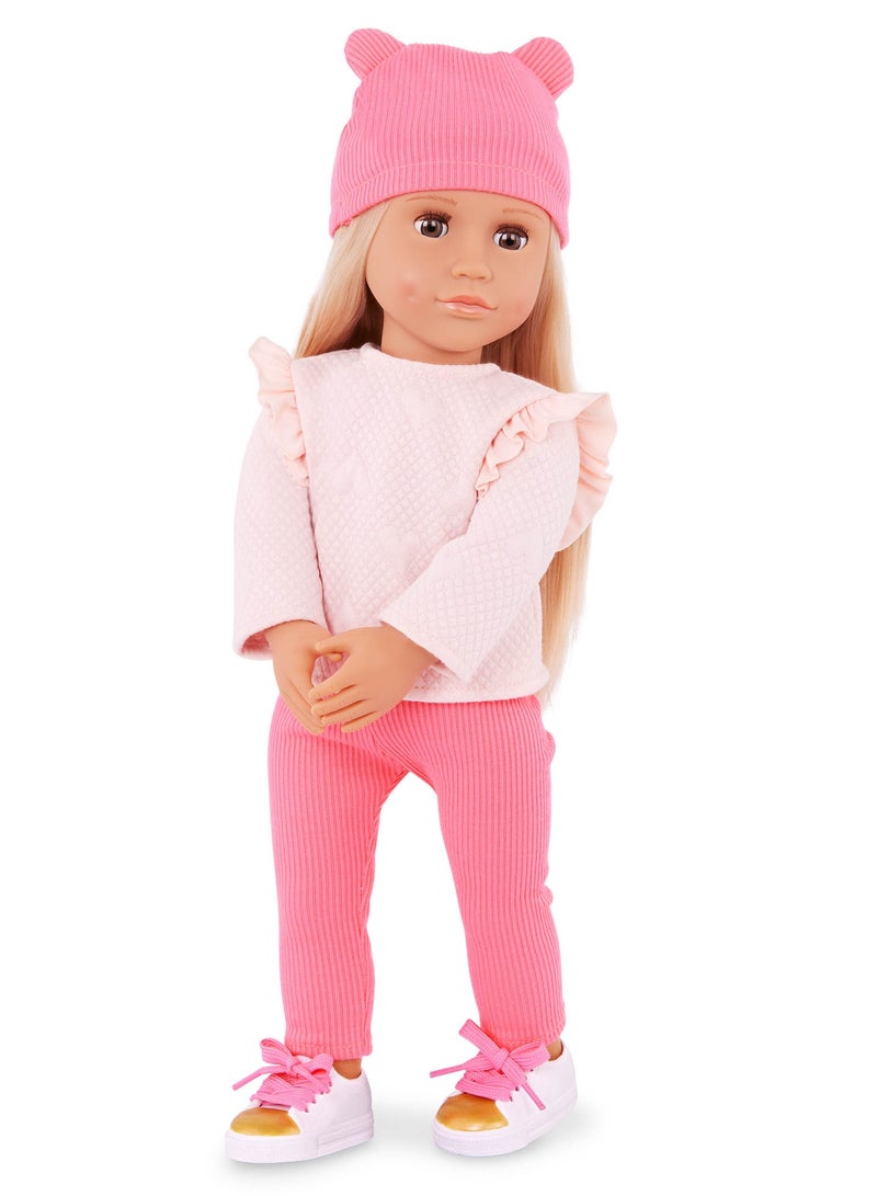 Joyce 18-Inch Fashion Doll In Pink Outfit Cozy Style And Interactive Play Soft Body With Movable Limbs, Fabric Clothing Age 3 Years And Up