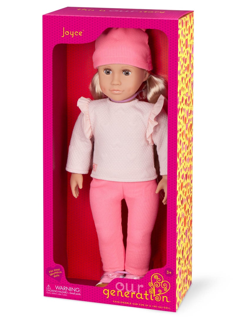 Joyce 18-Inch Fashion Doll In Pink Outfit Cozy Style And Interactive Play Soft Body With Movable Limbs, Fabric Clothing Age 3 Years And Up