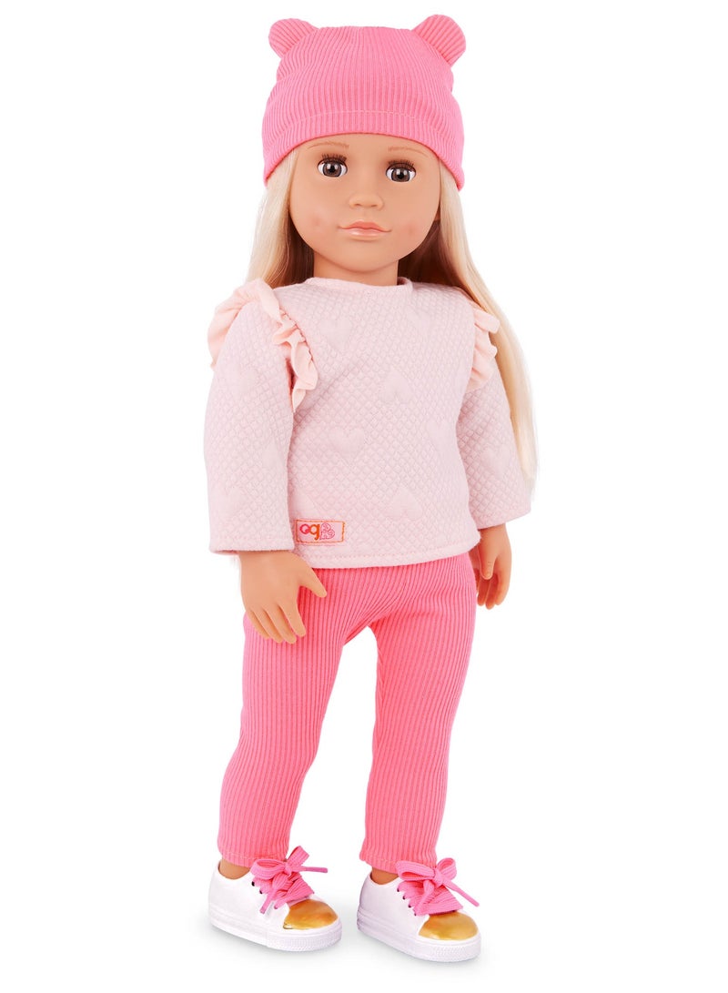 Joyce 18-Inch Fashion Doll In Pink Outfit Cozy Style And Interactive Play Soft Body With Movable Limbs, Fabric Clothing Age 3 Years And Up