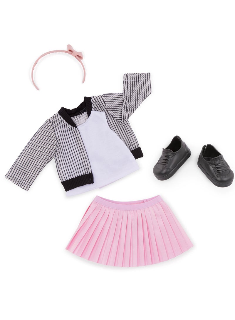Jacinta 18-Inch Fashion Doll With Pink Skirt Sweater Stylish Dress-Up And Imaginative Play Soft Body With Movable Limbs, Fabric Clothing Age 3 Years And Up