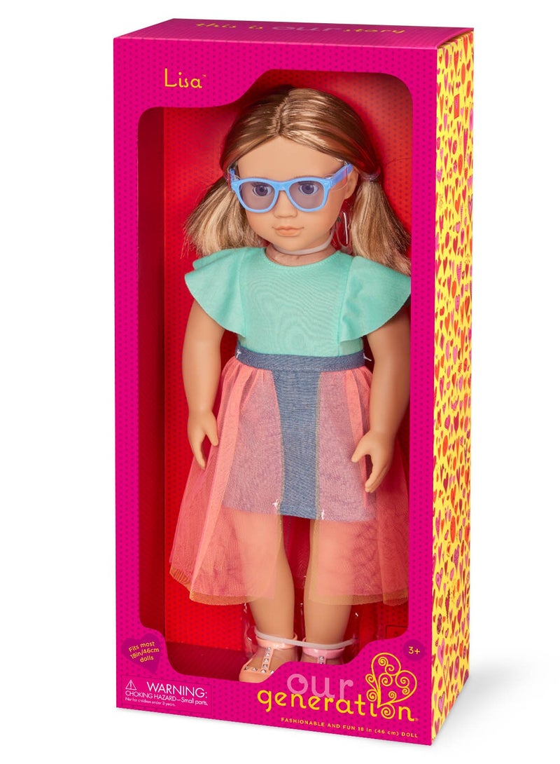 Lisa 46 Cm Fashion Doll In Tulle Skirt Outfit Stylish And Interactive Dress-Up Fun Soft Body With Rotating Limbs, Fabric Clothing Age 3 Years And Up