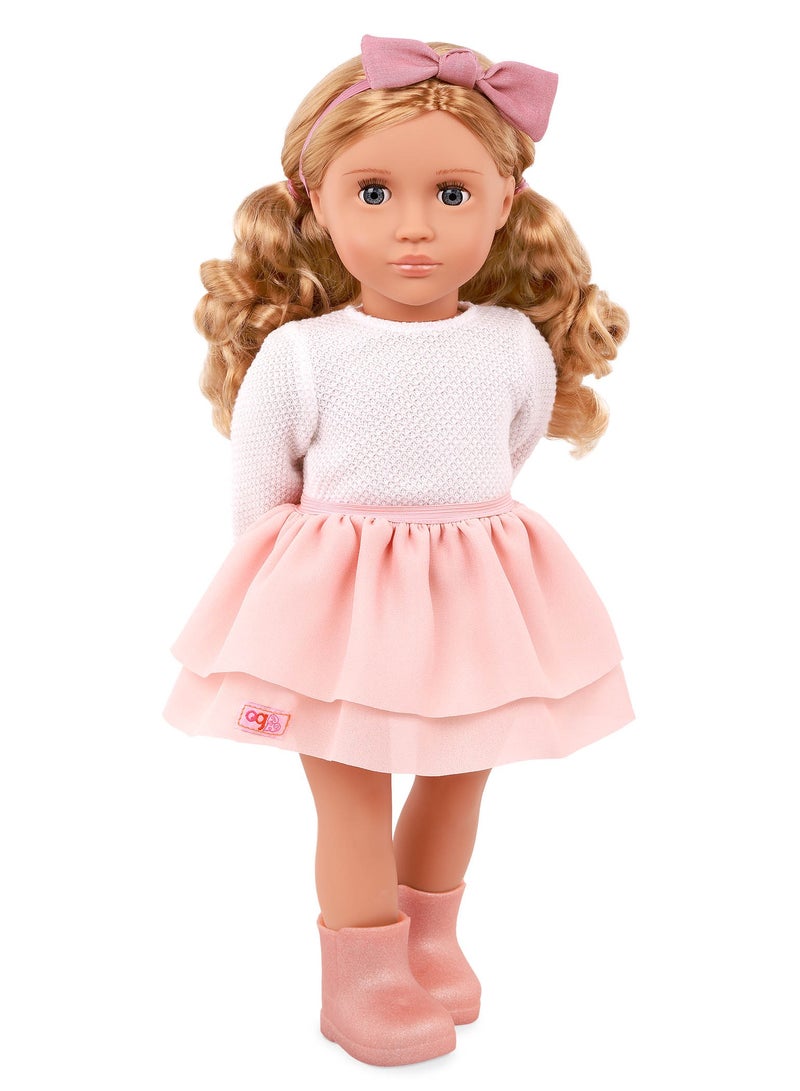Effie 18 Inch Fashion Doll Pink Bow & Skirt Outfit Fun Dress-Up And Imaginative Play Soft Body With Movable Limbs, Fabric Clothing Age 3 Years And Up