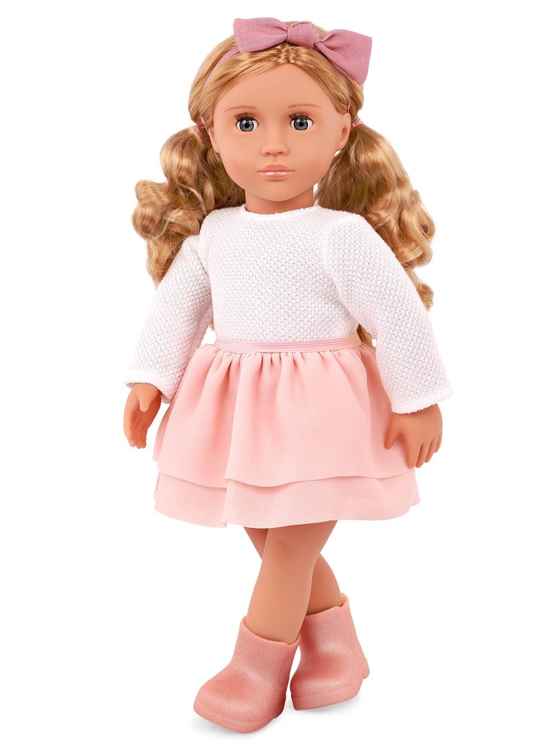 Effie 18 Inch Fashion Doll Pink Bow & Skirt Outfit Fun Dress-Up And Imaginative Play Soft Body With Movable Limbs, Fabric Clothing Age 3 Years And Up