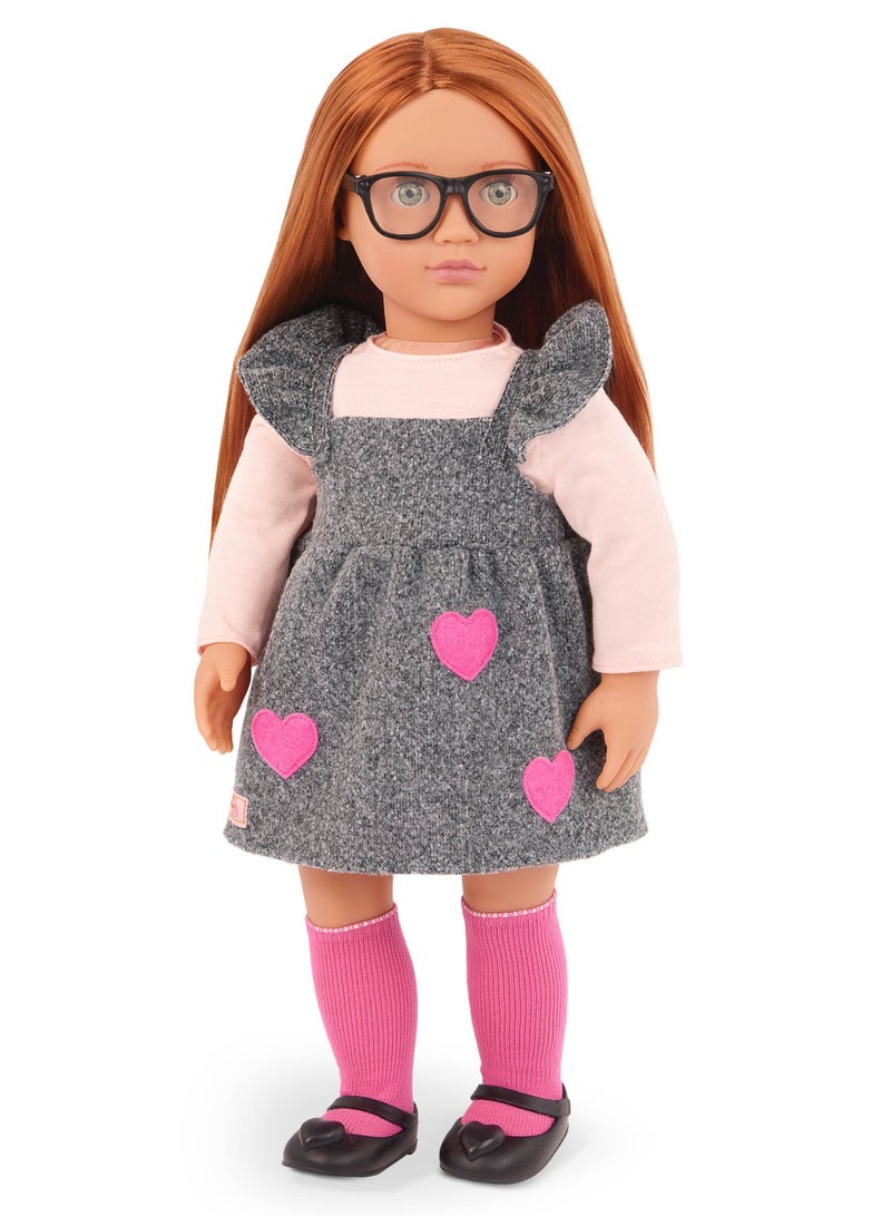 Kelly 18-Inch Fashion Doll With Heart-Print Dress Fun Fashion And Interactive Play Soft Body With Movable Limbs, Fabric Clothing Age 3 Years And Up
