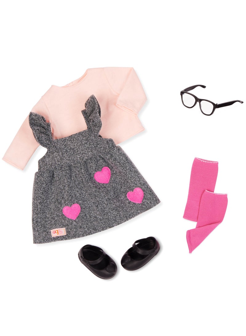 Kelly 18-Inch Fashion Doll With Heart-Print Dress Fun Fashion And Interactive Play Soft Body With Movable Limbs, Fabric Clothing Age 3 Years And Up