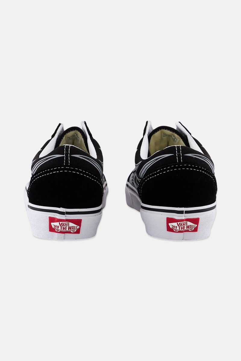 Kids Boy Old Skool Flame Print Casual Shoes, Black