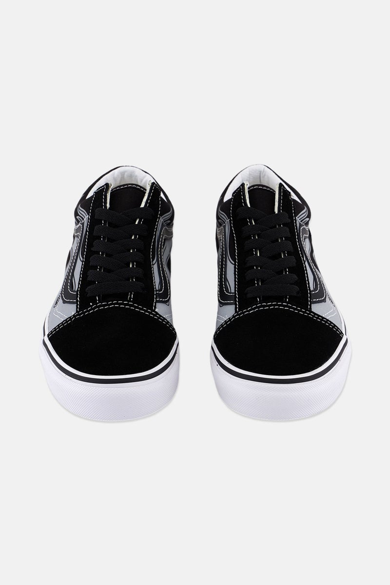Kids Boy Old Skool Flame Print Casual Shoes, Black