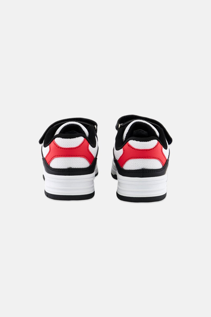 Kids Boy Velcro Shoes, White/Black/Red