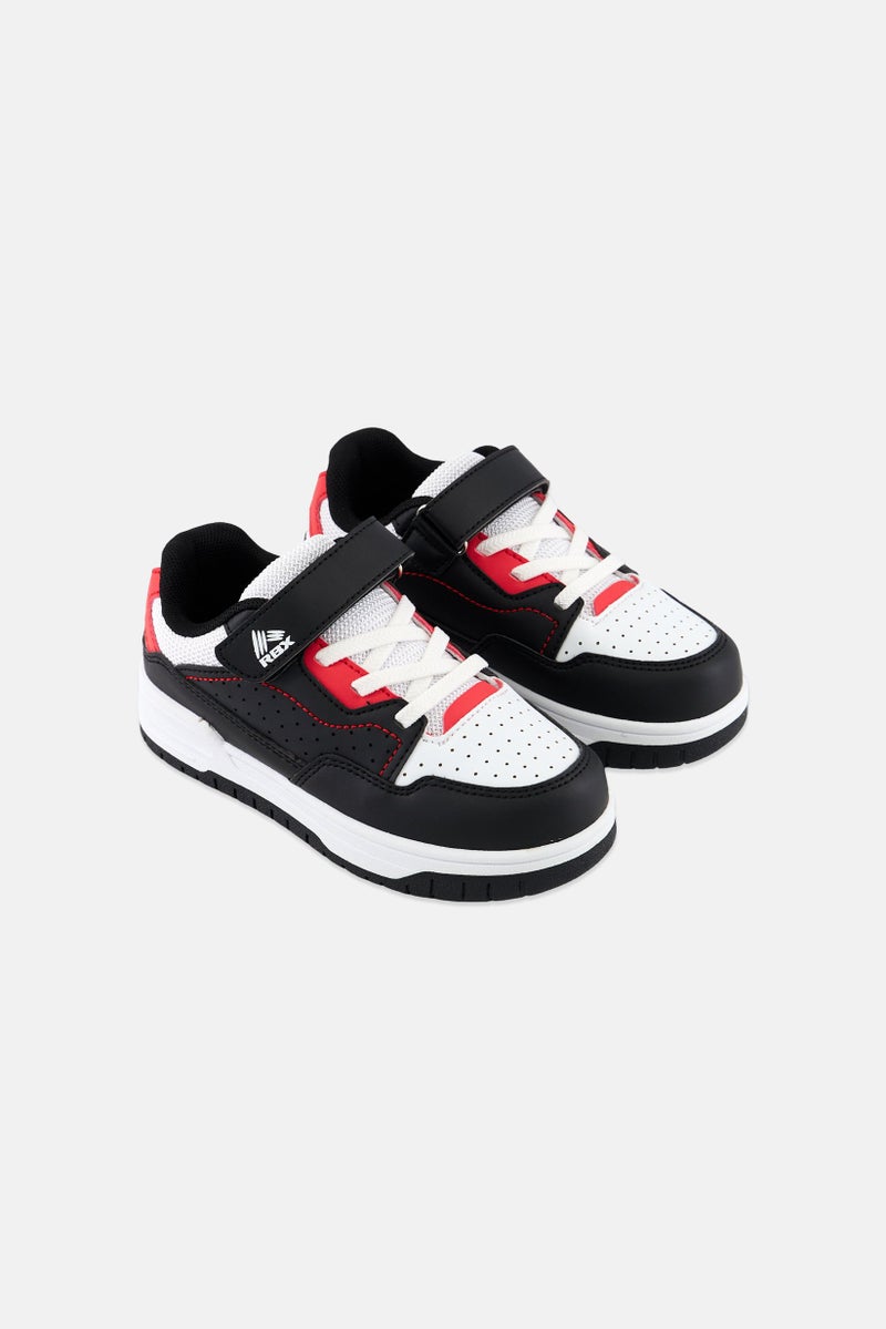 Kids Boy Velcro Shoes, White/Black/Red