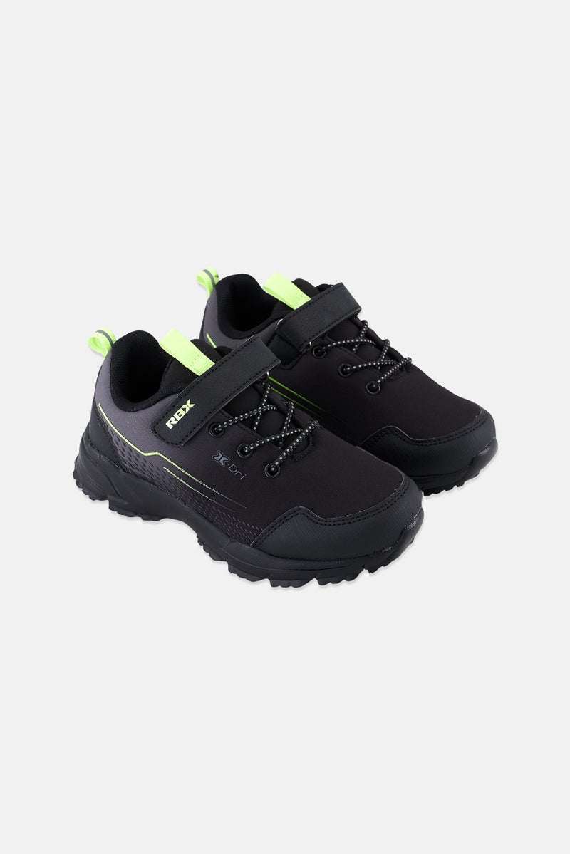 Kids Boy Velcro Closure Shoes, Black/Lime