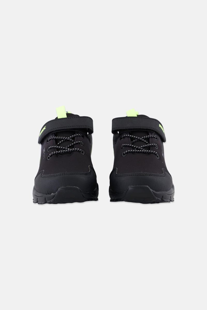 Kids Boy Velcro Closure Shoes, Black/Lime