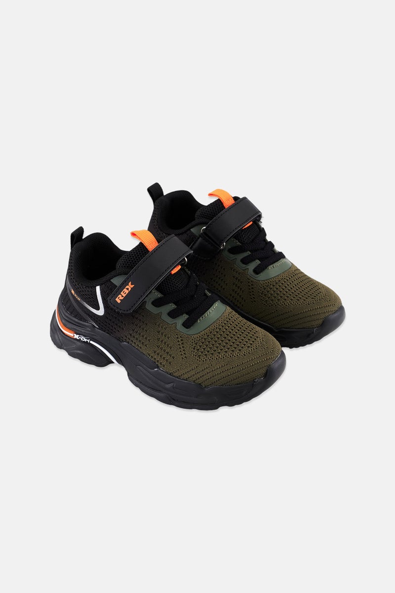 Kids Boy Velcro Shoes, Khaki/Orange