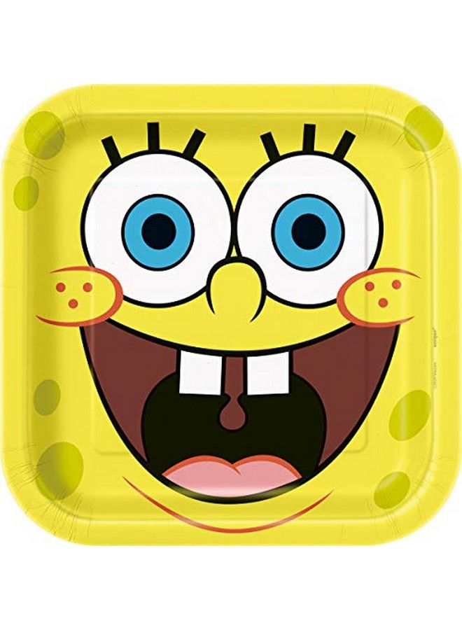 Spongebob Squarepant Birthday Party Supplies Decoration Bundle Pack Includes Lunch Plates Lunch Napkins Table Cover Happy Birthday Banner Stickers (Bundle For 16)