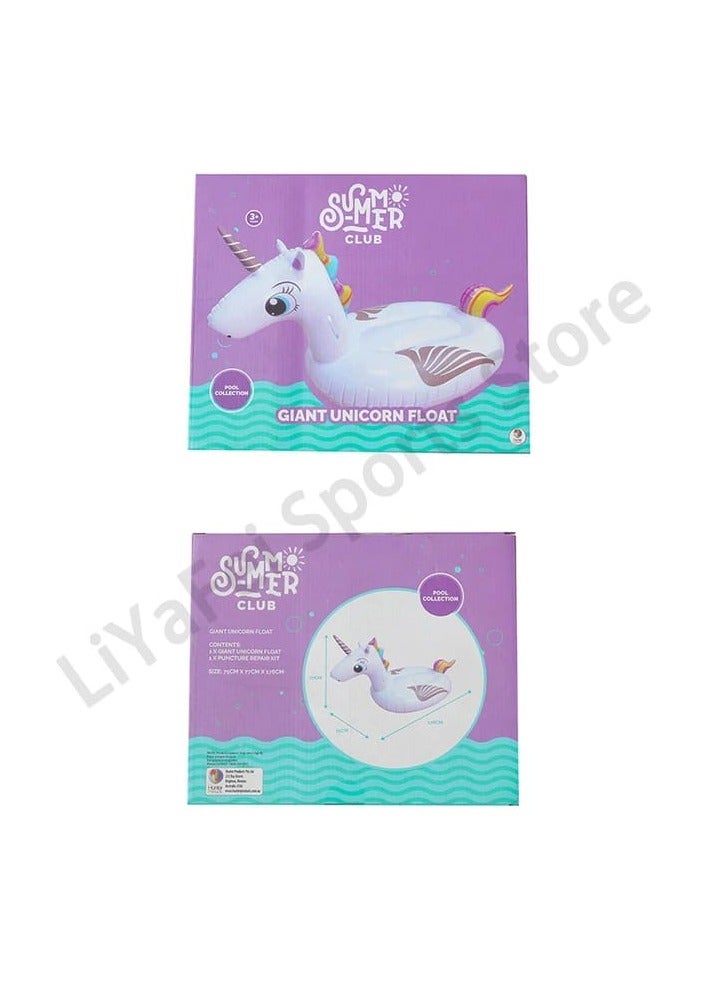 Large White Unicorn Inflatable Floating Row – Adult Beach and Pool Party Water Bed with Handle, Air Mattress for Swimming and Relaxation