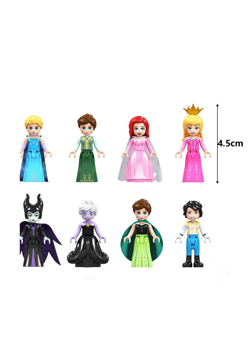 (8 pieces) Girls Series 4.5 cm Princess Mini Figure Toy Building Blocks