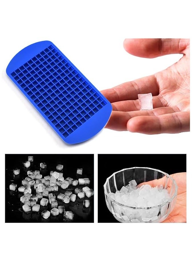 160 Ice Cubes Frozen Cube Bar Pudding Silicone Tray Mold Tool Blue