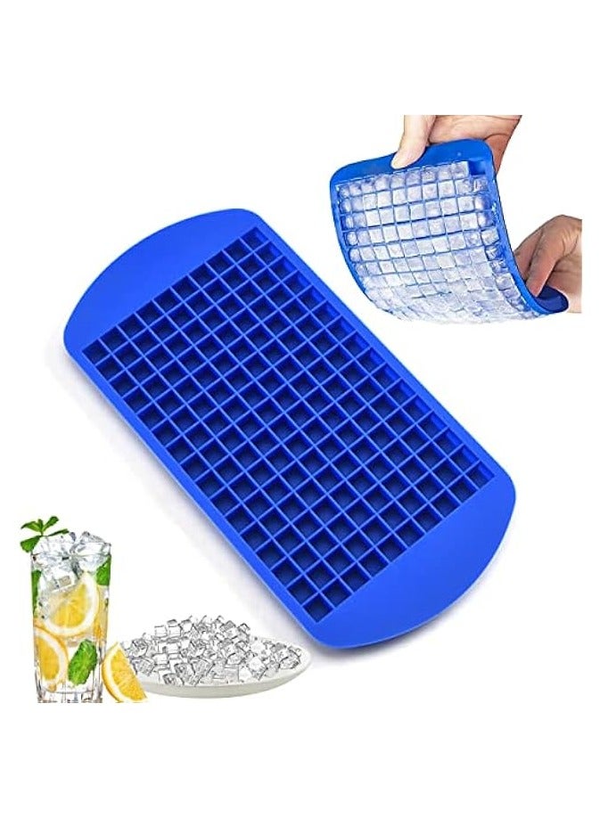 160 Ice Cubes Frozen Cube Bar Pudding Silicone Tray Mold Tool Blue