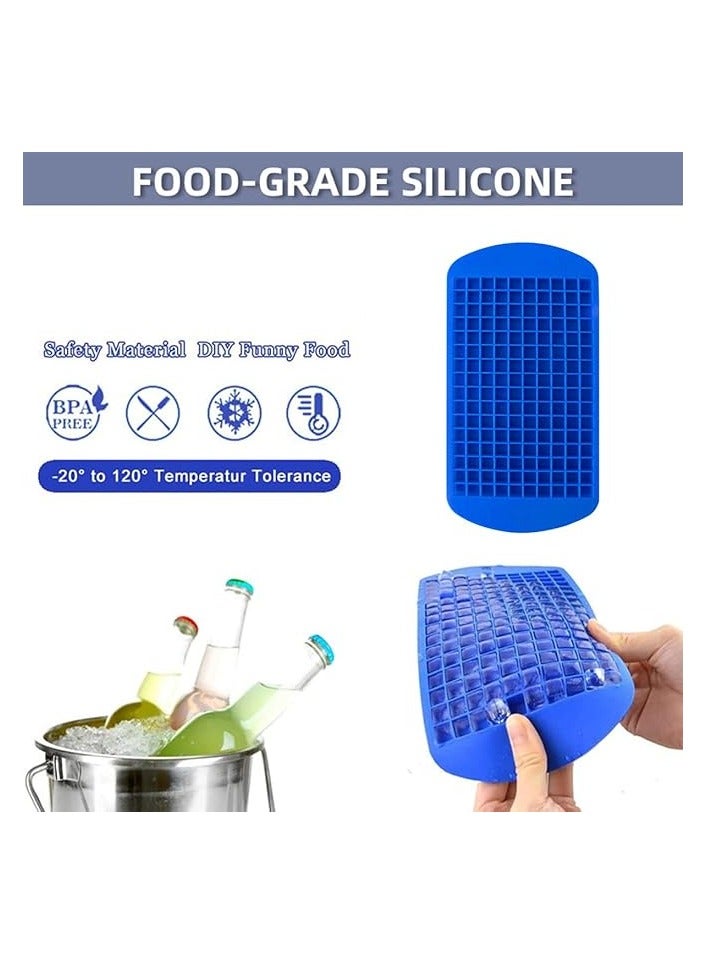 160 Ice Cubes Frozen Cube Bar Pudding Silicone Tray Mold Tool Blue