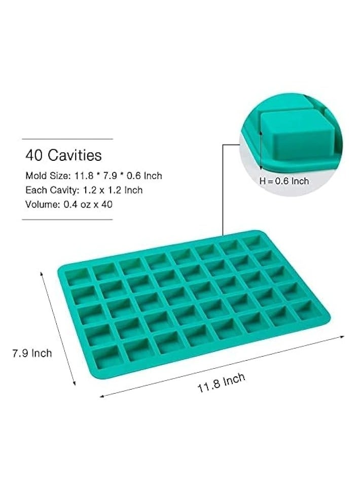 Silicone Chocolate Mould 40 Cavity Square Baking Mould, 3D Silicone Baking Pan for Homemade Caramels, Hard Candies, Chocolate Truffles, Keto Fat Bombs, Fudge