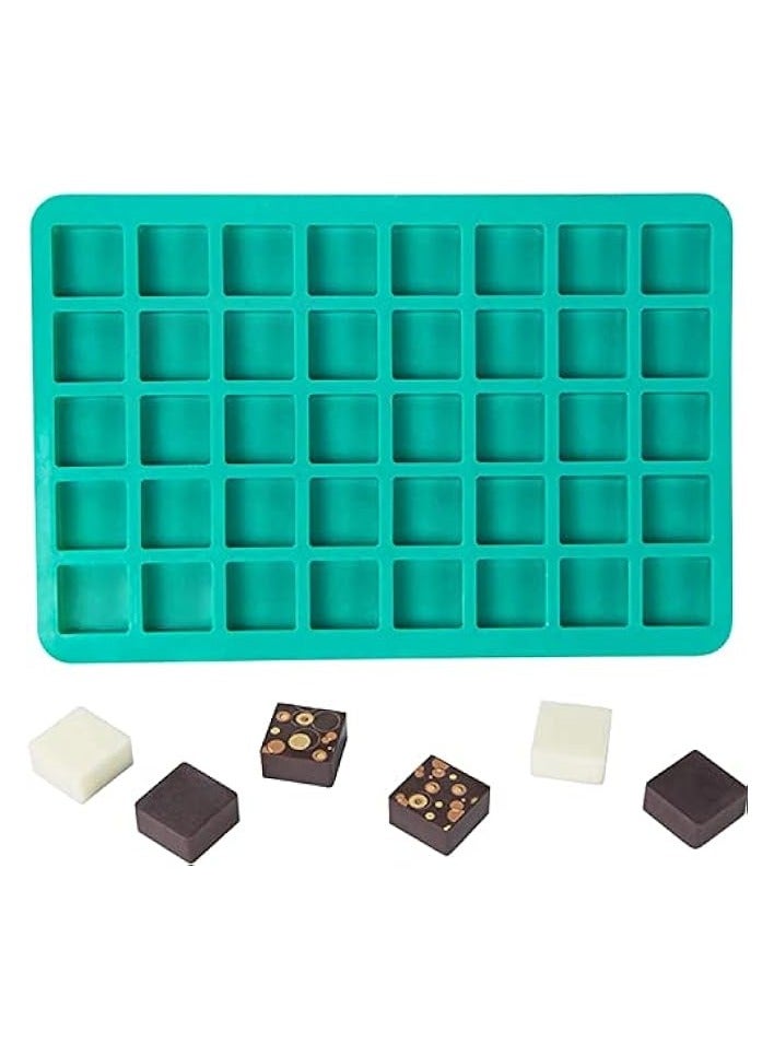 Silicone Chocolate Mould 40 Cavity Square Baking Mould, 3D Silicone Baking Pan for Homemade Caramels, Hard Candies, Chocolate Truffles, Keto Fat Bombs, Fudge