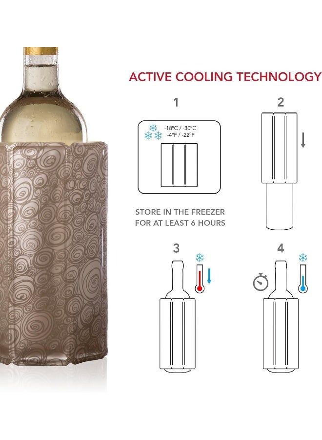 38805626 Rapid Ice Active Cooler Wine Bottle Chilling Sleeve, Standard, Platinum