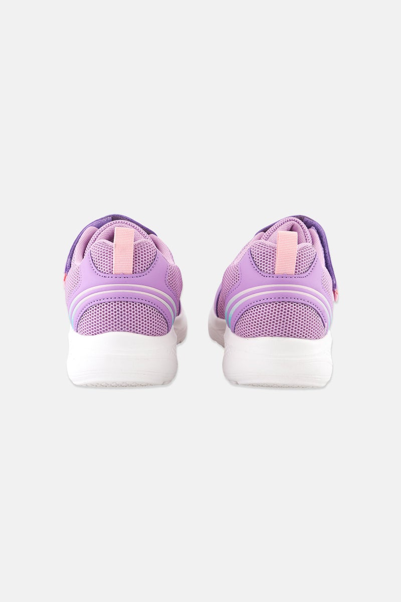 Kids Girl Brand Logo Velcro Shoes, Purple