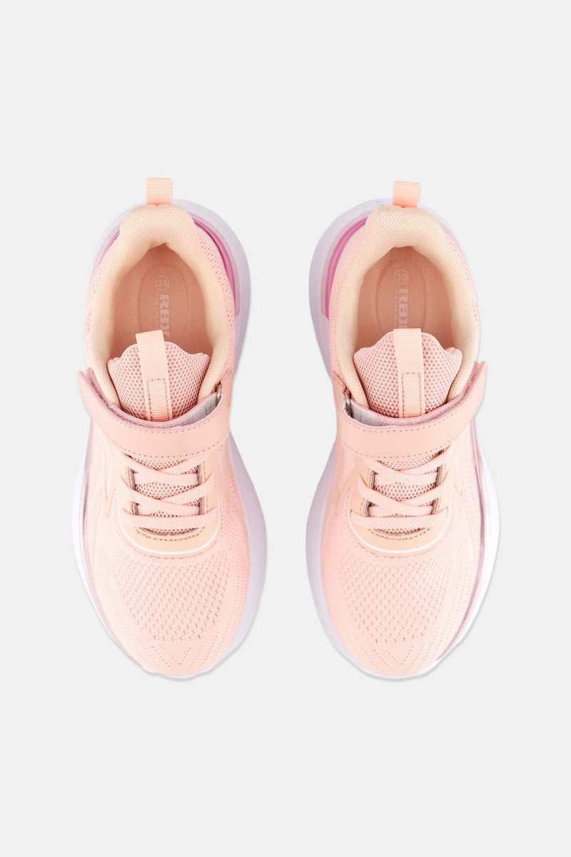 Kids Girl Velcro Shoes, Peach/White