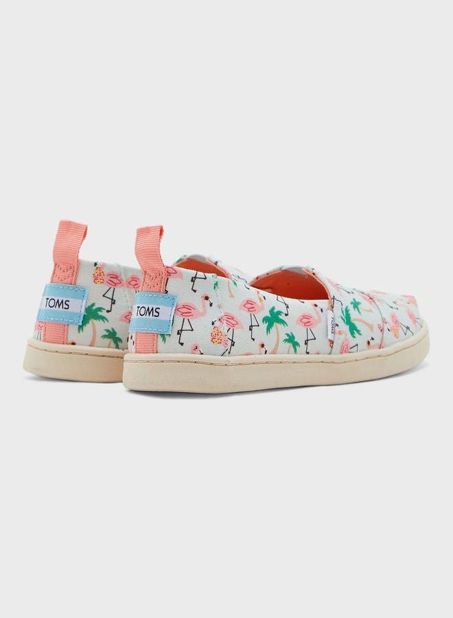 Kids Flamingos Print Slip Ons Multicolour