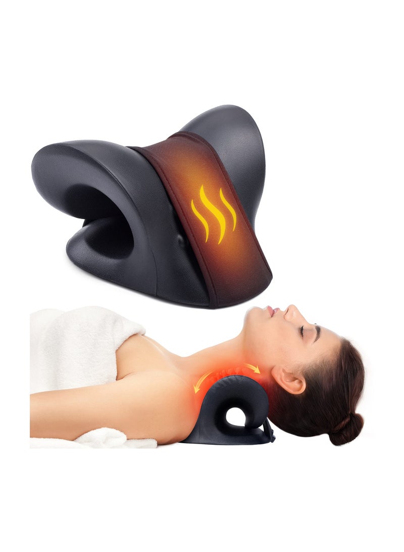 Neck and Shoulder Relaxer with Magnetic Therapy Pillowcase, Heated Cervical Traction Device Pillow with Graphene Pad, Cervical Traction Device for Relieve TMJ Headache Muscle Tension Spine Alignment