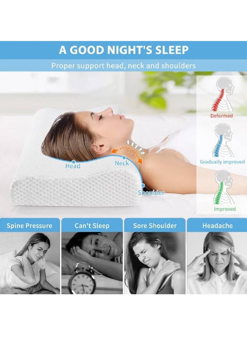 Ergonomic Cervical Orthopedic Sleep Neck Pillow for Neck Shoulder Pain, Side Sleeper Neck Contour Support Memory Foam