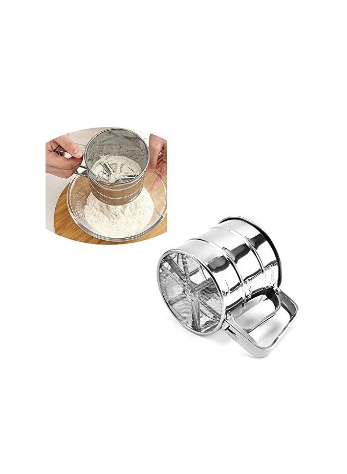 Handheld Flour Shaker Sifters Stainless Steel Mesh Sieve Cup Powder Flour Sieve Sugar Bake Pastry Tool Hand-pressed Sifters